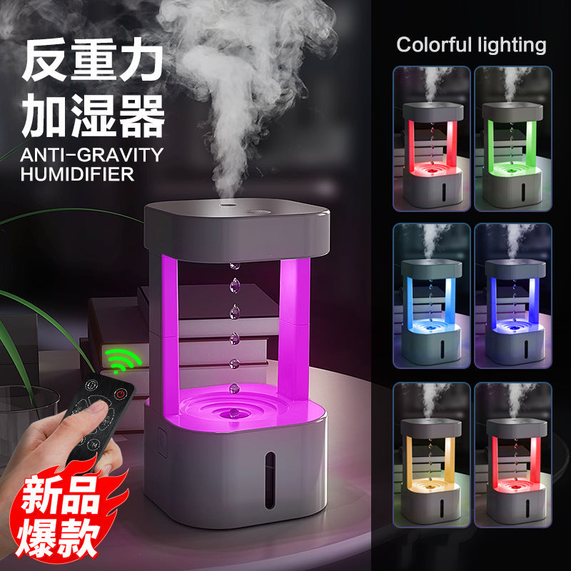 カラフルなLEDとアプリコントロールを備えた反重力加湿器