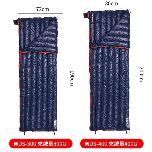 ワイドシー寝袋(ホワイトダックダウン90%使用)