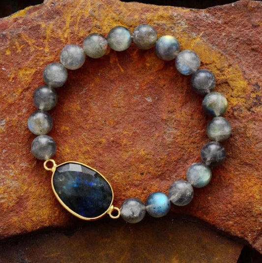 ✨ 高級天然ラブラドライトレディースブレスレット ✨