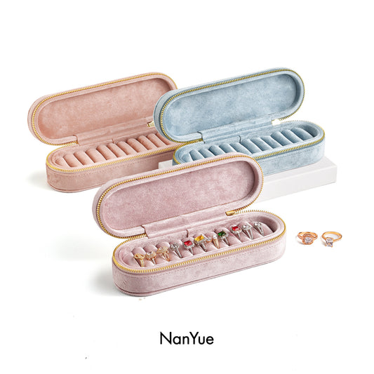 💍 ベルベットのジュエリーボックス – ミニ、ポータブル、ジッパー付きの洗練されたデザイン
