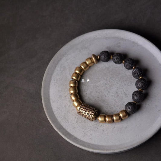 🖤 オリジナルデザインブレスレット - 火山石