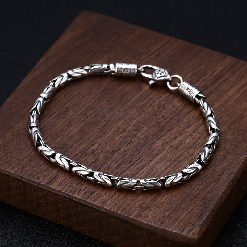 🛡️ S925シルバーのメンズブレスレット - レトロなタイのヴァジュラスタイル 🛡️