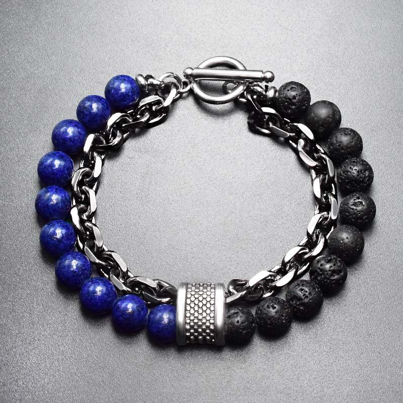 🌍✨ メンズ マットマップストーンブレスレット🌍✨