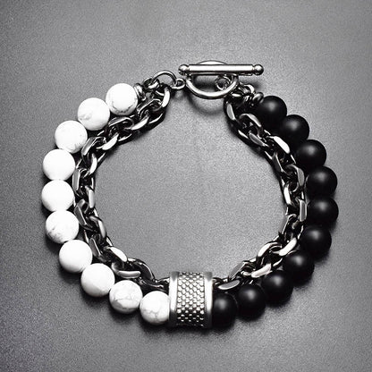 🌍✨ メンズ マットマップストーンブレスレット🌍✨