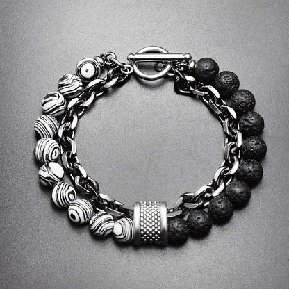 🌍✨ メンズ マットマップストーンブレスレット🌍✨