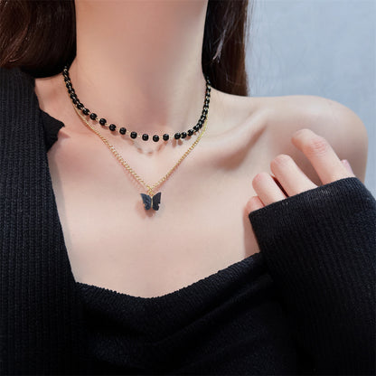 🦋✨ ブラックパールのバタフライネックレス ✨🦋