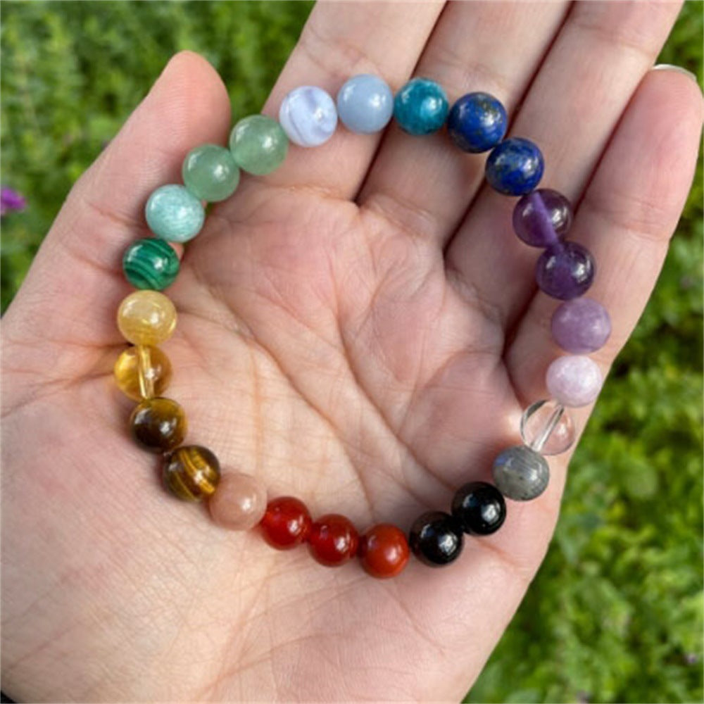 🌈 天然石を使ったレインボーボヘミアンブレスレット