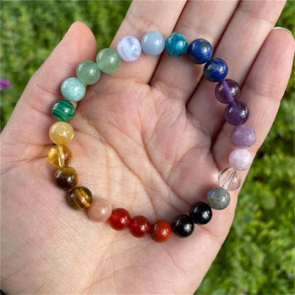 🌈 天然石を使ったレインボーボヘミアンブレスレット
