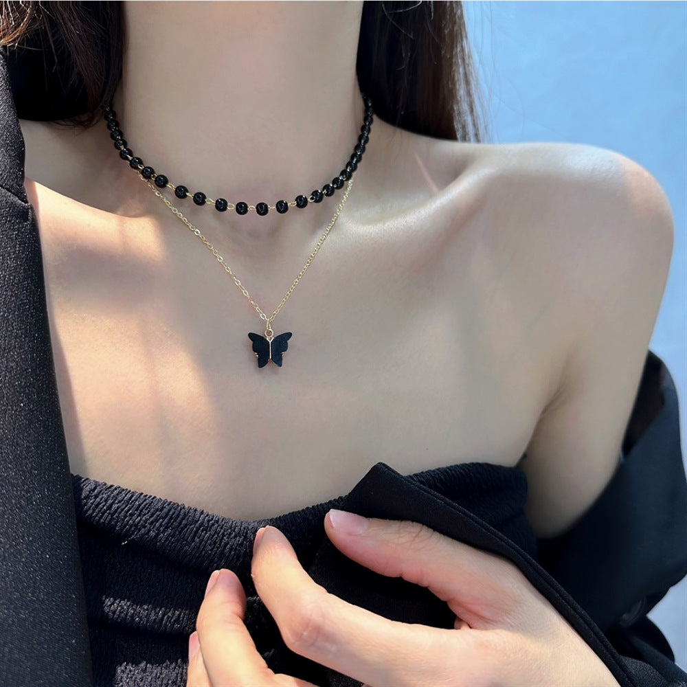🦋✨ ブラックパールのバタフライネックレス ✨🦋