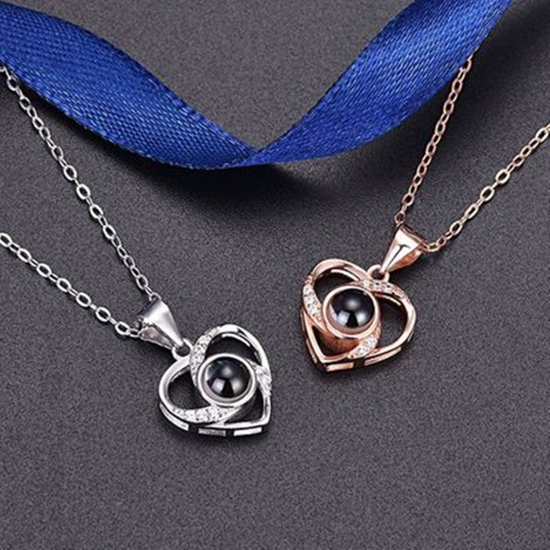 💖 「愛してる」プロジェクションネックレス - 925 シルバー 💖