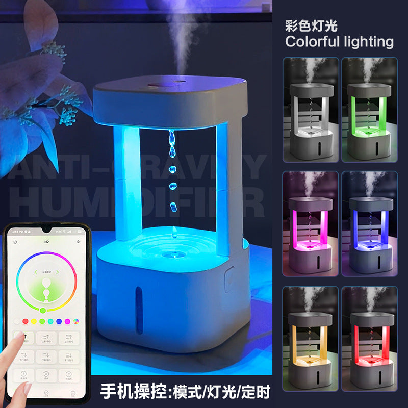 カラフルなLEDとアプリコントロールを備えた反重力加湿器
