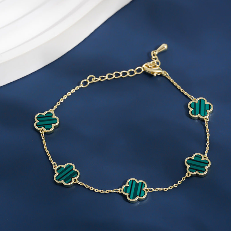 🌸✨ 本物の金で作られた5枚の花びらのフラワーブレスレット - 限定デザイン ✨🌸